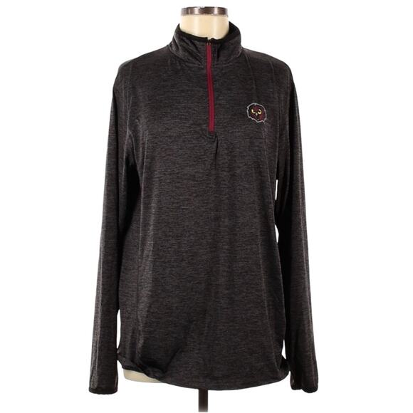 Temple University Owls Pullover Grey 1/4 Zip Long Sleeve Shirt Women's Medium - Picture 1 of 11